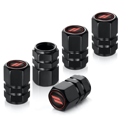 for Challenger Dakota Charger SRT Avenger Durango Caravan Black Metal Tire Valve Stem Cap Covers Air Valve Cap Set Dust Proof Leak-Proof Air Cover Logo Styling Car Accessories(Pack of 5) (E)
