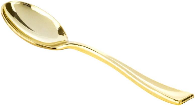 Mini Gold Spoons - Case Of 960-24 Packs X 40, Disposable Flatware, Single Use Utensils - For Parties, Weddings, Catering And Events