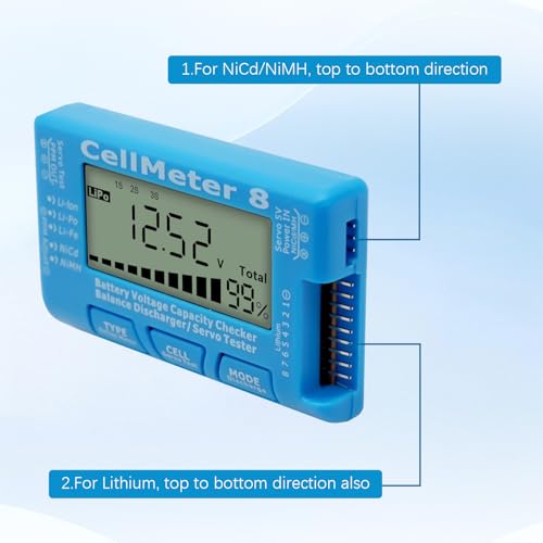 8 Digitaler Batteriekapazitätsprüfer AYWHP Digital Battery Checker Servotester LCD-Hintergrundbeleuchtung für LiPo Life Li-Ion NiMH Nicd