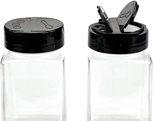 Vasukie Salt & Pepper Square Glass Spice Jar with Black Sifter Two Sided Sifter Cap,Masala jar Spice Container (Each Bottle 120ml)(14 Piece)