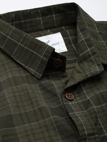Image of Majestic Man Men Comfort Slim Fit Pure Cotton Tartan Checked Casual Shirt