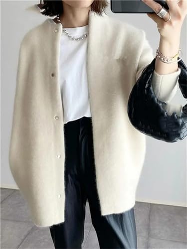 Loose Women Cardigan Autumn Winter Fashion Vintage Long Sleeve O Neck Sweater Casual Solid Knitted Cardigan2