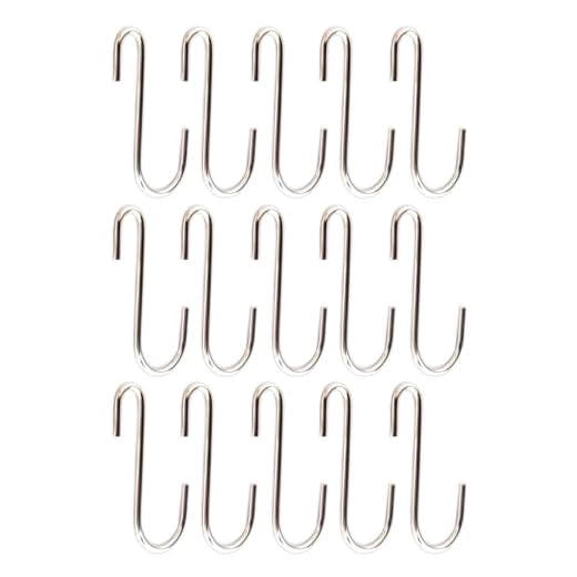 15 Pack Black S Hooks - Heavy Duty Hanging Hooks for Organization, Closet, Kitchen, Bathroom & Garage (Multi-Purpose Steel Hooks)
