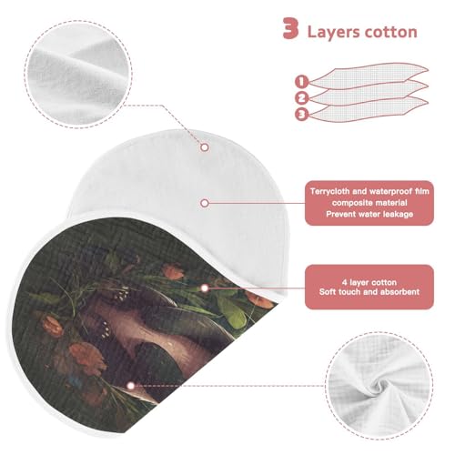 J JOYSAY Panda Flowers Leaves Dark Baby Burp Cloths for Boys Girls Large 22''x11'' Cotton 4 Layer Baby Bibs for Infant Spit Up one sizex43