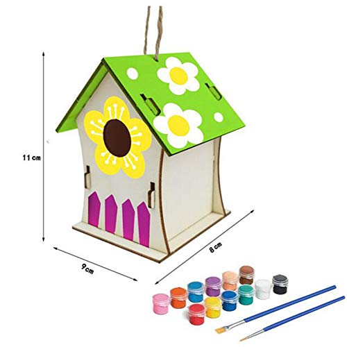 BLIBUNALA DIY Huis Vogel Hand Houten Ambachten Decoratie Home Set 30ML Geschilderd Patio Gazon & Tuin Antiek Glas Kolibrie Feeder (veelkleurig, One Size) - Image 8