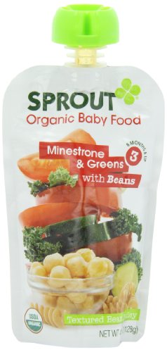 Sprout Organic Baby Food Stage 3 Pouches, Minestrone and Greens with Beans, 4.5 Ounce (Pack of 5)