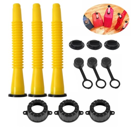 3 Sets Car Gas Can Spout Nozzle Vent Kit Replacement 5 gal for Most 1/2/5/10 Gallon Gas Can(3 kit), Include Gas Can Spouts for Older Gas Cans, Easy Pour Gas Can Spout - Thumbnail 2