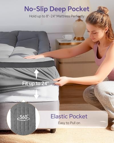Image of ChiXpace 4 Inch Twin Mattress Topper Dual Layer Memory Foam Mattress Topper, Soft Pillow Top Mattress Cover, Gel Foam Mattress Egg Crate Design, Twin Size Mattresses Pad (Grey)