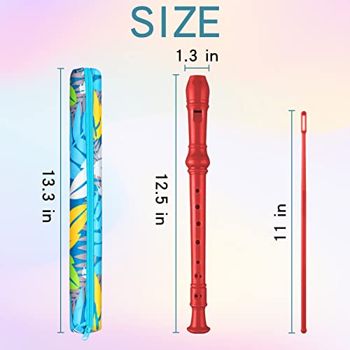 Descant Soprano Recorder Music Recorder Instrument For Kids Flute Kids Recorder With Cleaning Rod + Case Bag (Red) #TOP1