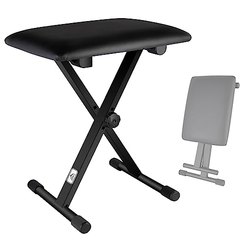 EASTROCK Adjustable Piano Bench, X Frame Folding Keyboard Chair Stool with 3 Height Settings (19.7-20.9 Inch),Suitable for Electronic Keyboard and Digital Piano (Original Edition)