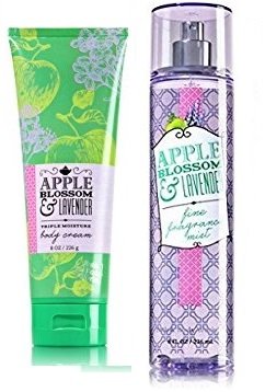 Bath and Body Works Apple Blossom & Lavender Triple Moisture Body Cream. 8 Oz & Fine Fragrance Mist 8 Oz
