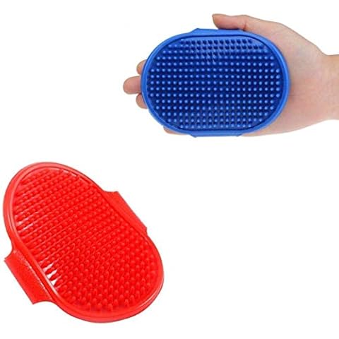 2 Pack Pet Bath Brush Dog Cat Grooming Massage Mitt Comb Flexible Rubber Shower Brush with Adjustable Strap,Short or Long Hair Cover