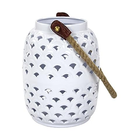 Decoline Windlicht aus verzinktem Stahl 21,5cm weiß Cover