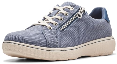 Clarks Women's Caroline Echo Canvas Side Zip Fashion Sneaker, Denim Textile, 11
