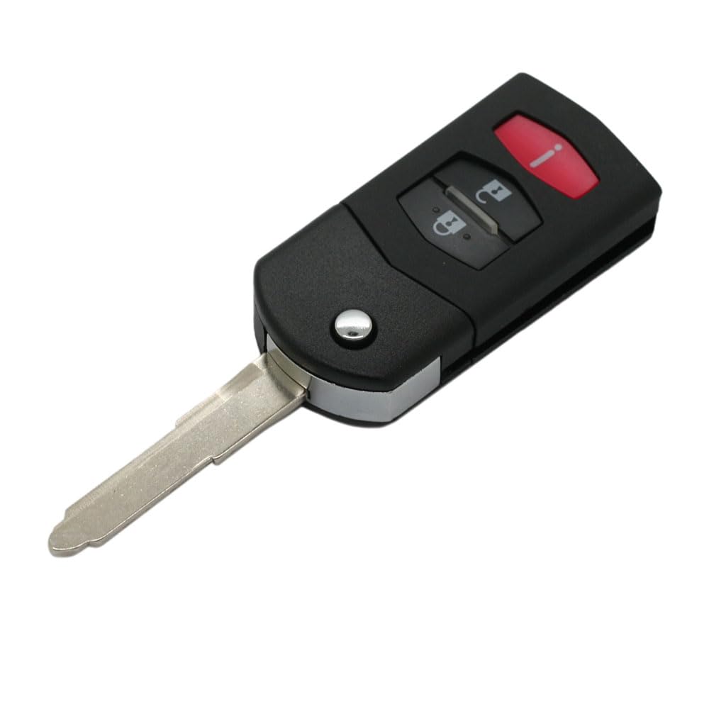 Carcasa de llave plegable con 3 botones para Mazda compatible con mando a distancia 5