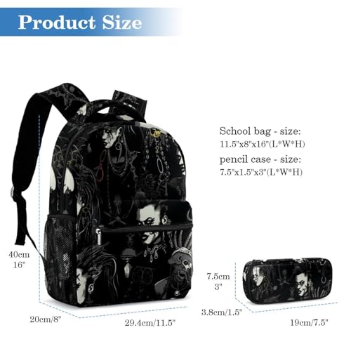 Sac à dos Skull Punk Style ensemble parfait multicolore de 40cm de hauteur