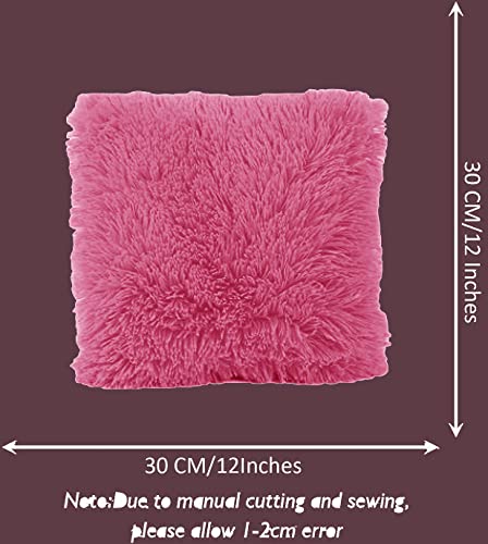 Image of Fur Cushion Pillow Cover for Set of 2 Pillow - 13x13 Inches (Pink)