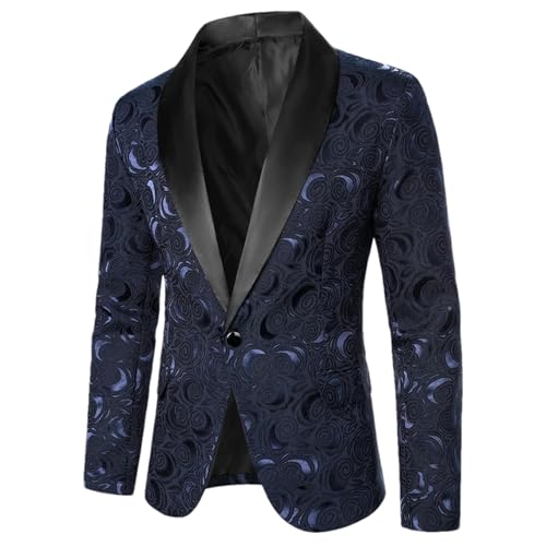 Men Suit Coat Rose Pattern Bright Fabric Contrast Color Collar Party Design Causal Slim Fit Men Blazer4