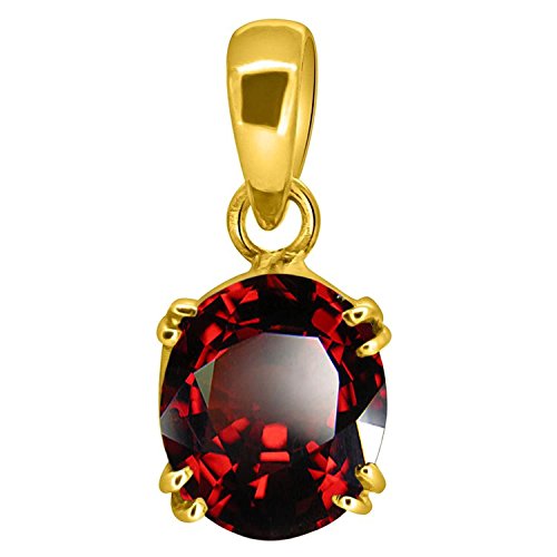 Hessonite naturelle 3,50 carats sertie sur un pendentif en argent sterling raffiné