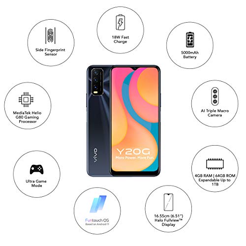 Image of Vivo Y20G (Obsidiant Black, 4GB RAM, 64GB Storage) with No Cost EMI & Additional Exchange Offers