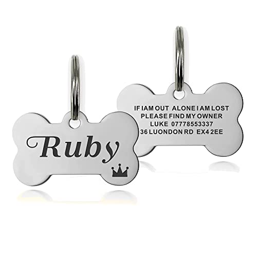 Dog Tags Engraved For Pets Dog Name Tags Personalized Dog Tags Custom Cat Tags Stainless Steel Dog Id Tags (Silver, Bone) #TOP5