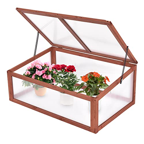 COSTWAY Invernadero Pequeño de Madera, 2 Barras de Soporte Móviles, Tienda de Plantas para Plantas Cultivo para Jardín Balcón 100x65x40cm