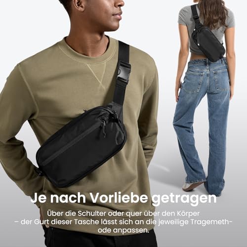 tomtoc Anti-Diebstahl Sling Bag 3,5L – Umhängetasche Schultertasche Crossbody Bag für Herren Damen mit RFID-Schutz für Switch, iPad mini | spritzwassergeschützt | Alltag, Reise, EDC | Schwarz
