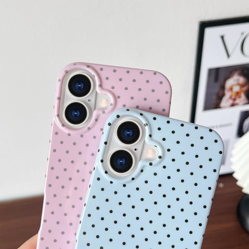 Yeddabox for iPhone 16 Case Cute Polka Dot Phone Case Soft TPU Slim Shockproof Phone Cover for Women Girls, Blue by Yeddabox - Used condition - Image 3