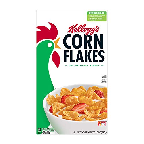 Kellogg's Corn Flakes, Breakfast Cereal, Original, Fat Free, 12Oz Box #TOP3