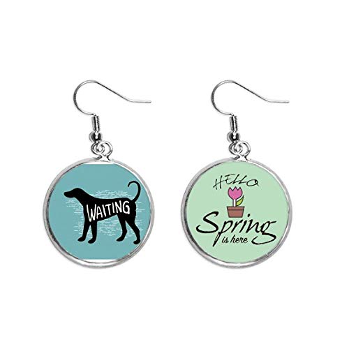 Pendientes de perro negro silueta natural joyas de primavera