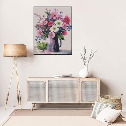 Image of Flowers Stamped Cross Stitch Kits Flowers Cross Stitch Patterns,Dimensions Cross Stitch Kits Embroidery Kit Arts and Crafts for Beginners 15.7x11.8 inch