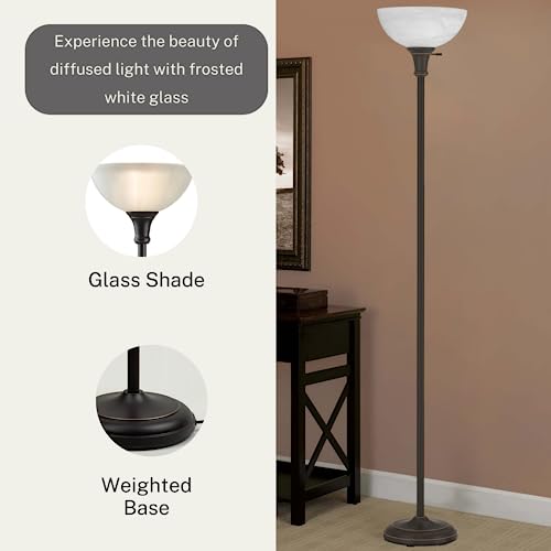 Lightaccents Bronze Floor Lamp With Frosted White Glass Bowl Shade - For Room Decor - Bedroom Decor - Floor Lamp For Bedroom - Floor Lamps For Living Room - Standing Lamp Home Office Lamp For Bedroom #TOP5