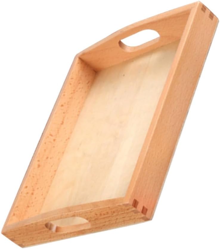 Wood Serving Tray Storage Container with Two Oval Handles