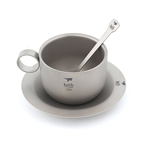 Keith Ti3601 Titanium Tea Set Tazza Di Caffè Portatile Titanio Outdoor Acqua Tazza Di Caffè Con Pot Spoon Set 150Ml 105G