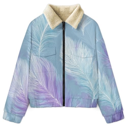 Veste polaire femme bleu clair à col montant pour l'hiver