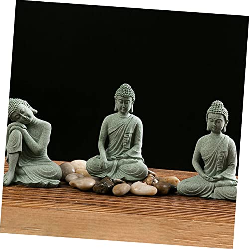 POPETPOP Fish Tank Supply Outdoor Home Decor Desk Top Decor Aquarium Buddha Decorative Outdoor Decor Blessing Tabletop Decoration Zen Figurine Décor Desktop Statue Green Sandstone - Image 4