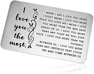Metal Wallet Card Insert for Men Anniversary Card Gifts Boyfriend Husband Gift Engraved Wallet Inserts Card Christmas Birthday Gift Deployment Gift Couple Gift Husband Gift from Girlfriend Wife