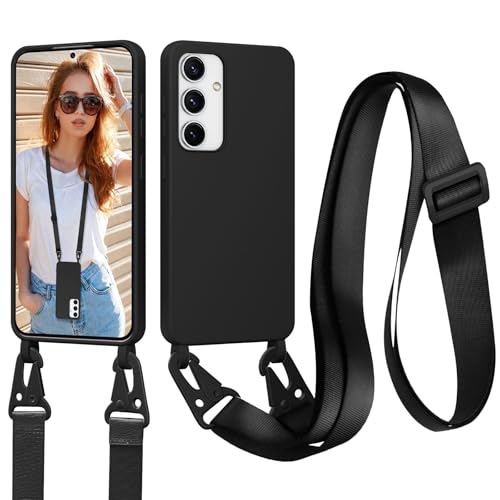 Cordino Cover Compatible con Samsung Galaxy S24 5G Necklace Corda Custodia Collana Case Anti Graffio Antiurto Cellulare Bumper Liquido Shell S24 Laccio silicone tpu nero
