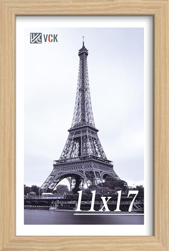 VCK 11x17 Picture Frame, Oak Wood Poster Frame for Wall Display, 1 Pack
