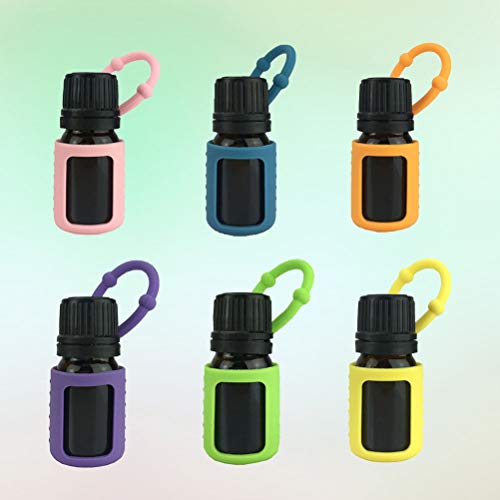 Lurrose 6pcs Luva de Silicone para Frasco de Óleo Essencial Estojo de Proteção de Silicone para Aces