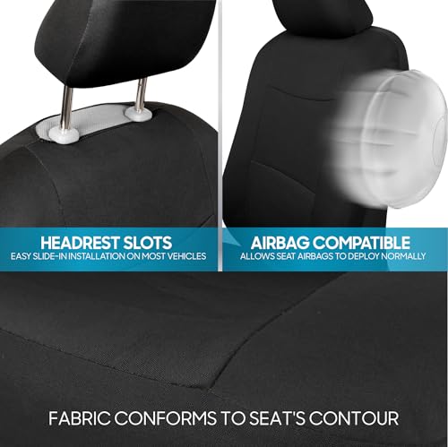 BDK PolyPro Black Car Seat Covers Full Set with Matching Carpet Floor Mats - Automotive Seat Covers for Cars Trucks SUV - Includes Split Bench Rear Seat Cover - Interior Car Accessories by BDK - Used condition - Image 7