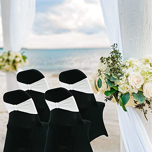 Maiangel Spandex Chair Sashes Bands 50PCS Stretch Chair Ties Bows with Buckle Slider for Wedding Party Banquet Decoration (White)… - Thumbnail 2