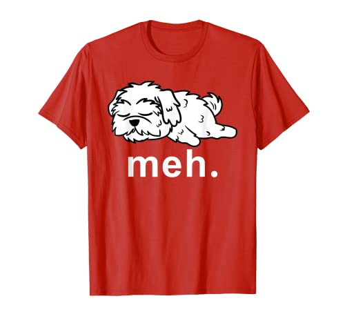 Maltese Meh Shirt - Funny Internet Meme Gifts mulheres homens meninos t-shirt, Azul, S