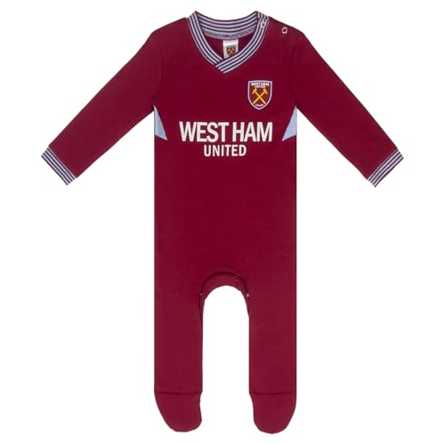 West Ham United FC Baby Sleepsuit - Official Football Sleepwear Gift, Claret, 6–9 Months