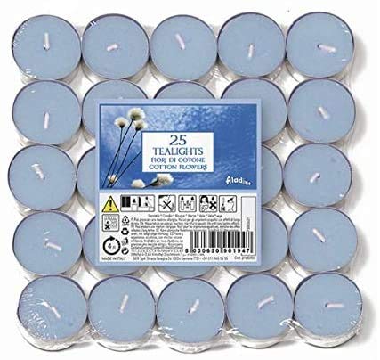 Price's White Or Cream 2 X Candles Aladino Cotton Flowers Tealights Pack Of 25 (Aladino Range)