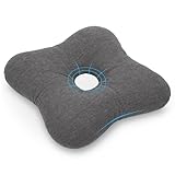 Shinnwa 円座クッション 産後 痔 出産 妊婦 腰痛 姿勢矯正 椅子クッション 座布団 背当てクッション ダイニングチェア 車/オフィス椅子/車椅子用 ブラックグレー