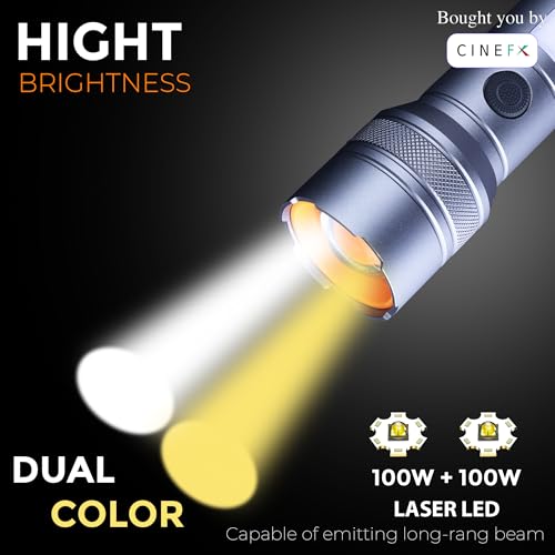 Image of Rechargeable Flashlight, Metal, 8 Lighting Modes with Telescopic Zoom, 1000 Lumens, Emergency Light, Water Resistant