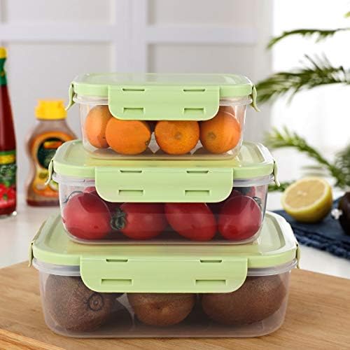 Food Containers Set with Lids Airtight - Plastic Lunch Bento Boxes - Meal Prep Containers, Microwave, Dishwasher, and Freezer Safe (Green) - Image 4
