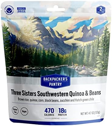 Backpacker's Pantry Three Sisters Quinoa and Beans, 2 Servings Per Pouch, Freeze Dried Food, 14 Grams of Protein, Gluten Free, Vegan