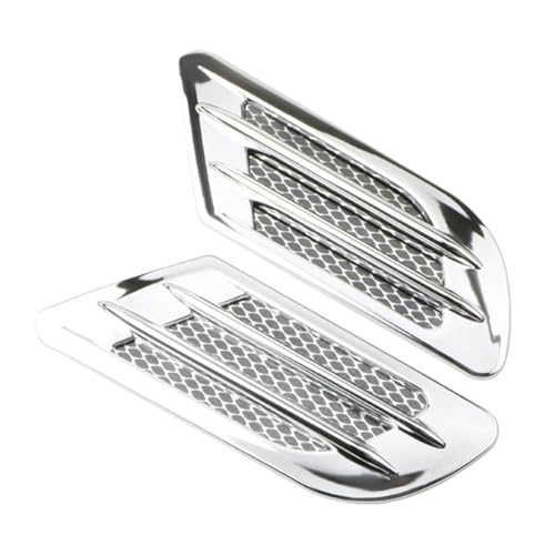 Grille d'admission d'évent de flux d'air latéral de voiture argent pour aile avant